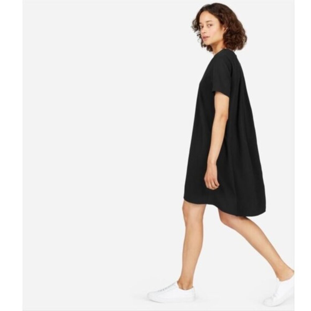Everlane Japanese GoWeave Short Sleeve A-Line Dress 8 Black $98